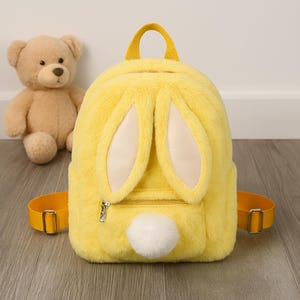 Sac à dos en peluche avec nom personnalisé, sac lapin de Pâques, sac à dos jardin d'enfants, sac à dos en peluche brodé, cadeau pour tout-petit