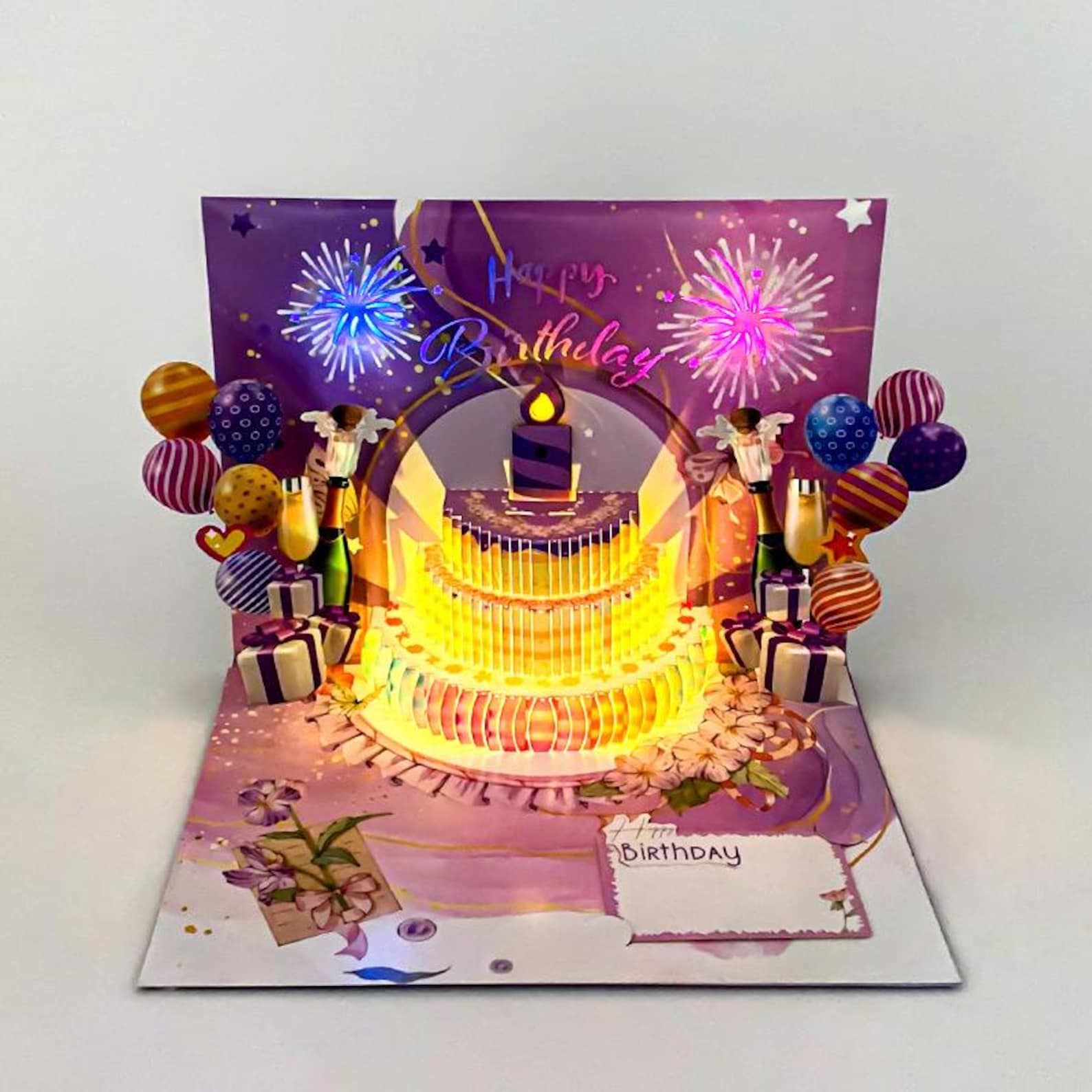 Interactive 3D Birthday Card With Music, Light-up Candle and Fireworks ...