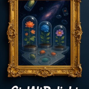 Space Garden - Sci-Fi Botanical Wall Art, Alien Flower Digital Print, Cosmic Plant Decor, Futuristic Space Art - Digital Art File