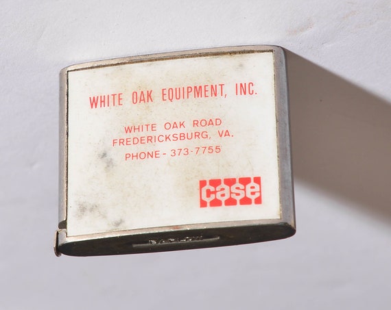 CASE Machines and Equipment Vintage Advertising Barlow Tape Measure White Oak Equipment Fredersicksburg VA
