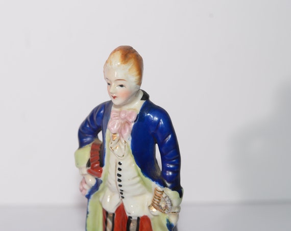 Occupied Japan bright blue Jacket Figurine Porcelain 1940-50s Asian Figurines 1945-52 Moriyama