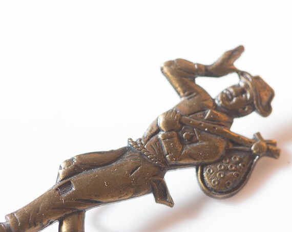 Vintage Hiking Hobo Soldier Pin Pinback Silver C Clasp Early 1900s