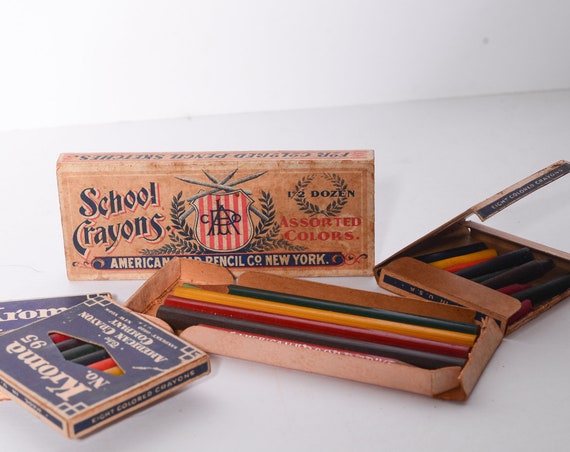 Lot of 4 Antique 1930s Crayons and Pencils Kroma American Lead Pencils With Boxes Ohio