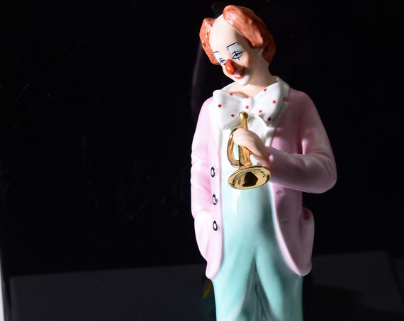 Vintage Royal Dux Bohemian Czech Republic Porcelain Clown Figurine 9 inches High Gloss with originial sticker.