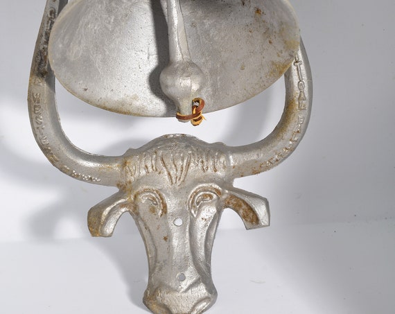 Vintage Cast Aluminum Dinner Bell Taxpayer Prayer Bull steer Head Western Beef, Western Loud Political Ranch Decor