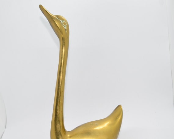 Large MCM Mid century Brass Swan Stylized 10 " High great Hollywood regency or moden Decor
