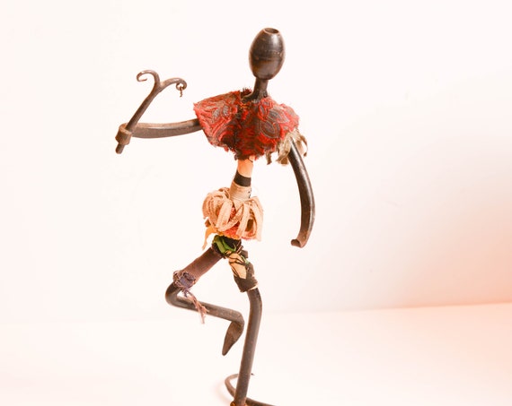 Haitian African Scrap Metal Art Dancing Figurine Folk Art Sculptures Vintage found Art