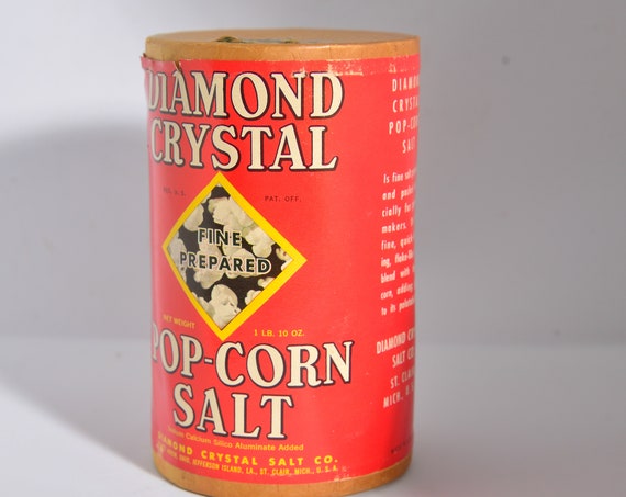 Bright Graphics NOS Diamond Salt Popcorn Salt Container General Store Decor, Kitchen Decor Advertising