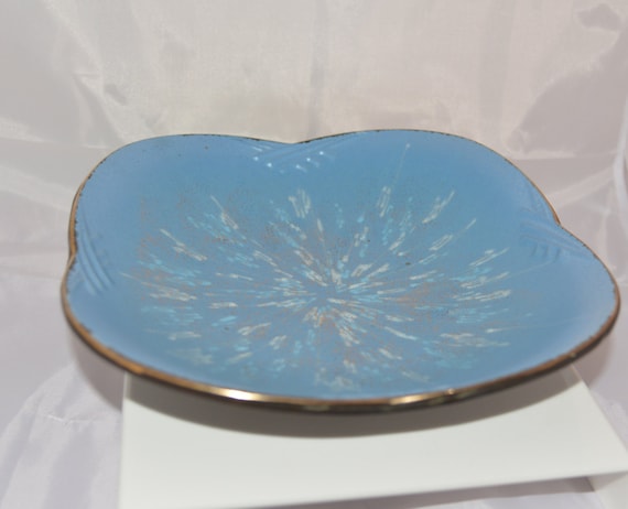 Vintage Carstens tonnieshoff West German Pottery Bowl or Platter Redware base, Blue and Cream colors West Germany Pottery