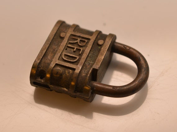 Atnique SlaymakerPadlock US MAIL RFD lock padlock solid brass antique Rural Free Delivery mail carriers