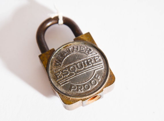 Eqsuire Vintage Padlock Weather Proof two tone brass and white metal vintage lock