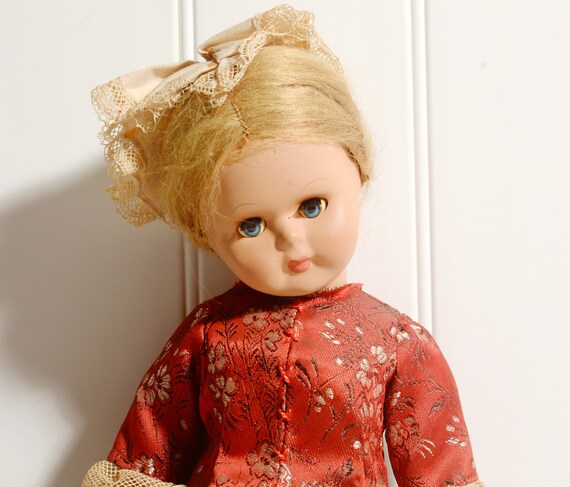 Vintage 1950s Vinyl Detailed Swiss Switzerland Costume Doll Jointed Sleep Eyes EMA Highly Detailed Souvenir Doll