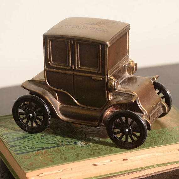 North Carolina Bank Banthrico Promotional Brass Bank Coin Bank Vintage Truck Car Baker Electric