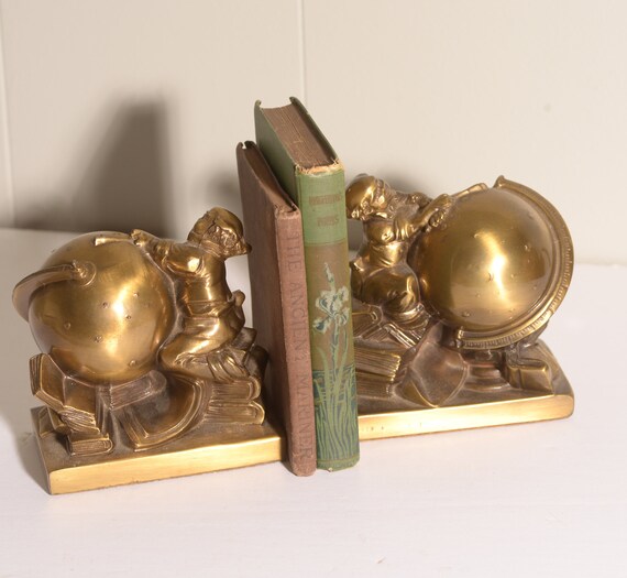 P&M Philadelphia Manufacturing Astronmer Bookends Jennings Mold Circa 1950s Star Gazer Astronomy Moon