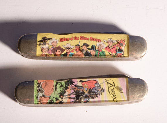 Camillus Riders of the Silver Screen 1991 pocket knife movie western collectible Zorro and Whole Line Up Set of 2 knives