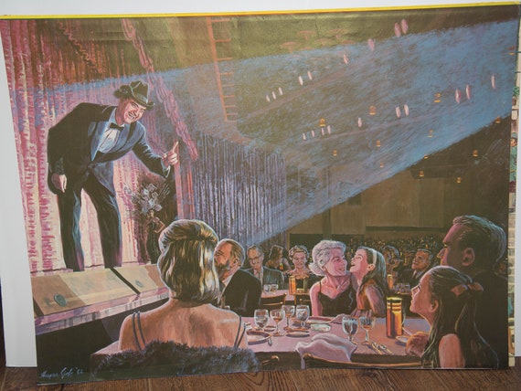 Saratoga SPA Summer Theater Harper Goff Disney Animator Prints Nightclub Scene Comedy Club Casino Red Skelton,1960s Vintage Mod