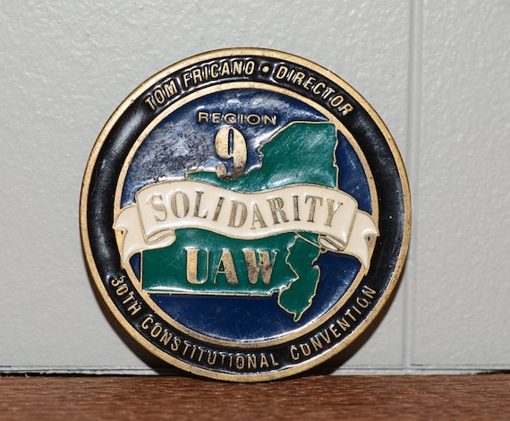 1992 UAW Convention Region 9 United Auto Workers Labor Union Bronze Medallion Enamel on Bronze Solidarity San Diego