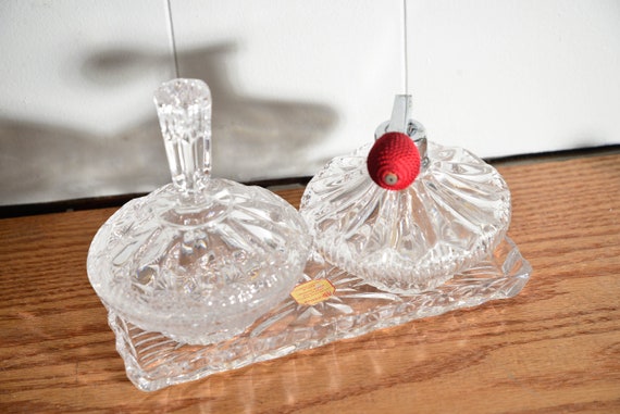 Cyrstal Perfume Set Power, Perfume and tray Elevate your Dressing Table with Vintage Crystal Perfume Bottles