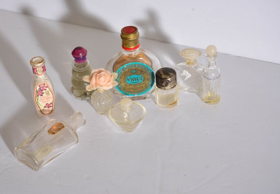 Lot of Vintage Perfume Miniatures 9 bottles various vintage and type Vanity Display collection