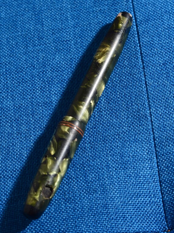 Green Marbled Celluloid Parkette Fountain Pen Parker Fountain Pen 1950s