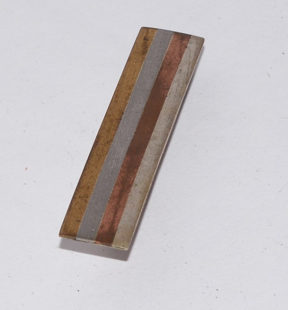 Vintage Sterling Taxco Tie Clasp Mixed Metal Brass Copper Similar to Los Castillo design Skinny tie 925 Hecho en Mexico