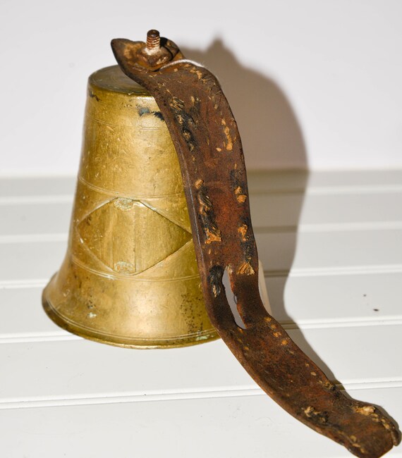 Amazing Antique Brass Bell from Skultuna Sweden No. 6 Hand Stamped Leather Strap cow bell Music bell Heavy 1900-1950Hand Forged