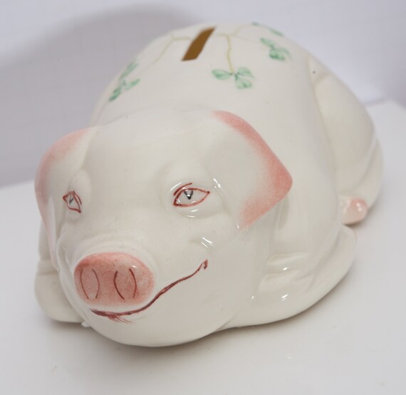 Belleek Piggy Bank 1993 Blue Mark Belleek Ireland Porcelain piggy bank 7 inches