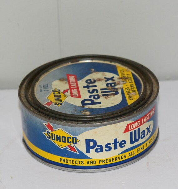 Sunoco Sun Oil company Vintage Paste Wax Tin Container Circa 1950s Advertising Gas and Oil