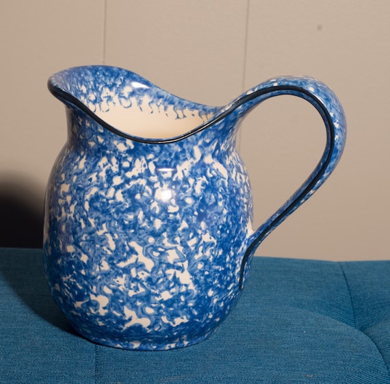 Stangl Town and Country Spatter Ware blue and white Pitcher Pottery Pitcher