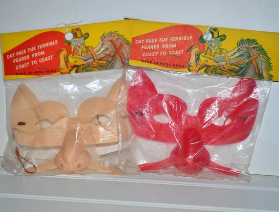 NOS MIB Vintage Dime Store Cat Mask Cat Face The Horrible Feared Coast To Coast Great Store Items