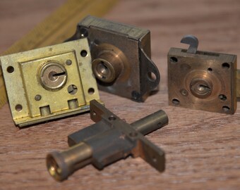 Lot of 4 Vintage Cabinet, Drawer Locks without Keys steam punk industrial
