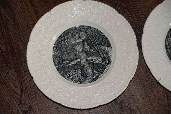 Royal Cauldon New Castle on Tyne Black and White Transferware Decorative 11" inch plate Beautiful Historic Scenes of England Monochromatic