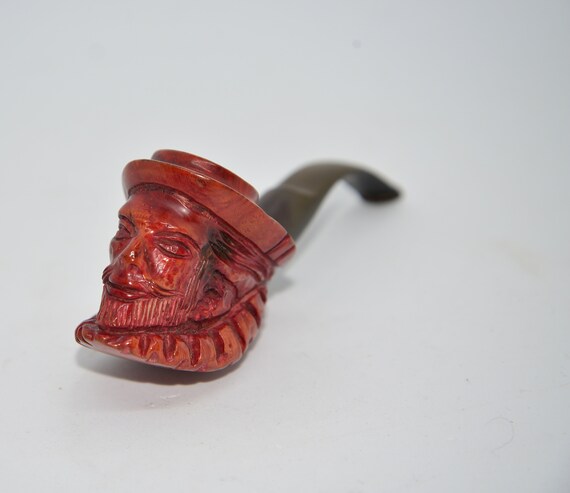 Imported Briar Carved Israel Character Smoking pipe tobacco pipe Estate find