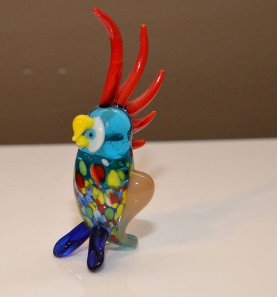 Murano Cockatiel Cockatoo Miniature 3.5 inch Art Glass Figurine