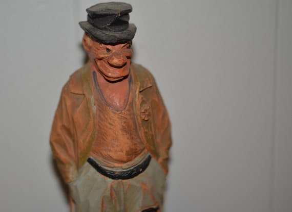 Syroco wood Drunk hobo Man Wall Hanging for your Retro Bar 1940-50s Wall Plaque Figurine Basement Bars