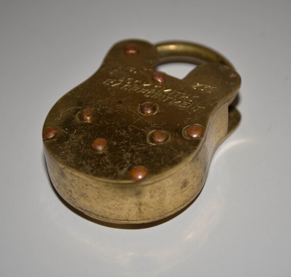 Admirality 6 Solid Brass Padlock Custom Vintage Padlock Large Chunky 4 brass Levers , solid brass
