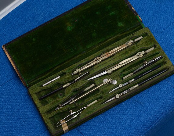 Antique Duke University Drafting Architechural Drawing Set Circa 1930-40 Keuffel Ester