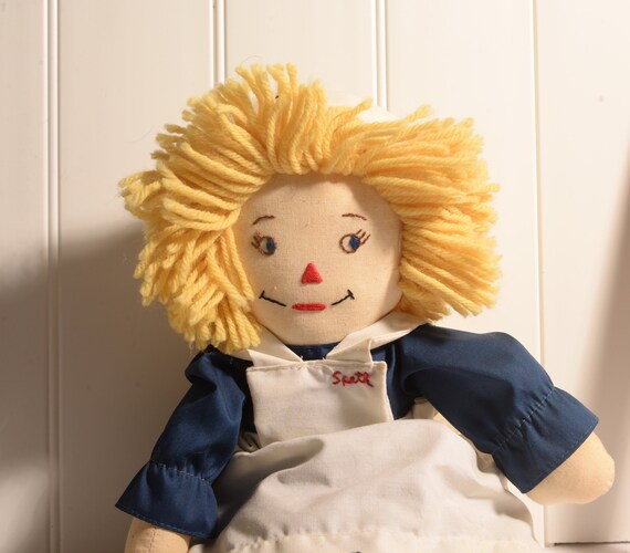 Handmade Doll Nurse Raggedy Anne Rag Doll made for US Navy Veteran 1940s Nurse Cadet Vintage Beautiful handcrafted doll.