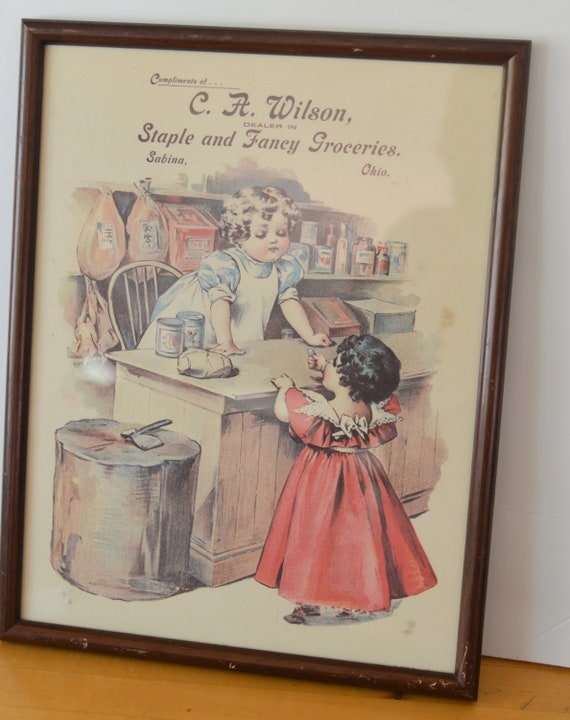 Sabina Ohio, Reprint Framed 1980s country Store CA Wilson Toddlers Grocery Store