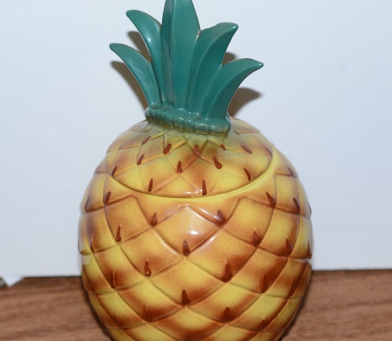 Abingdon Pineapple Cookie Jar 1949 Number 664 Pottery Original Vintage Cookie Jar with Great Color Tropical Theme