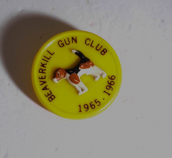 Vintage 1966 Beaverkill Gun club Beagle Hunting Membership pin with Beagle Hunting clubs vintage pinback, Pin or button