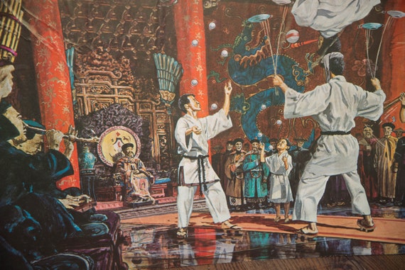 Saratoga SPA Summer Theater Harper Goff Disney Animator Prints Chinese Acrobats 1960s Circus Asian Theater 1962