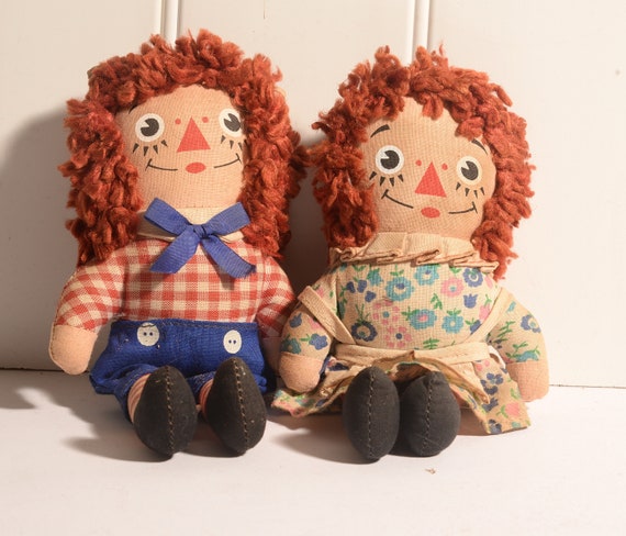 vintage knickerbocker raggedy ann and andy dolls