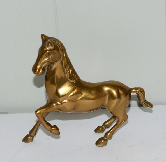 Solid Brass Vintage Mid Century Hollywood Regency Prancing Walking Horse 6 "