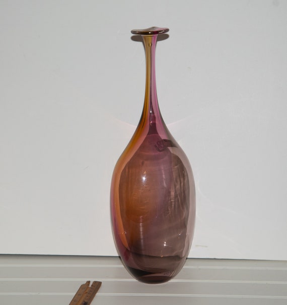 Kosta Boda Fidji Vintage Bottle Vase By Kjell Engman Peach To Etsy