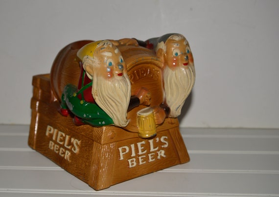 Piels Beer Metal Bar Display Advertisement Straw and Napkin Holder 1950s Vintage Bar Ware Man Cave