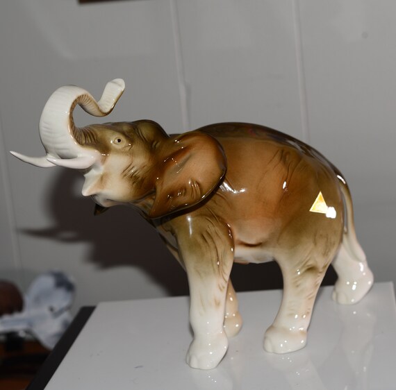 Vintage Royal Dux Elephant 378/2 Czechoslovakia Porcelain Figurine
