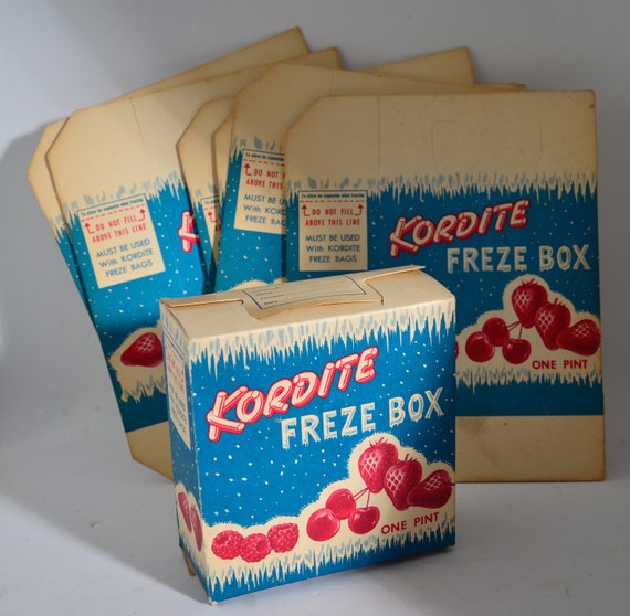 Vintage lot of 10 Kordite Freezer Freze boes Great Advertising Berries Country Store Display