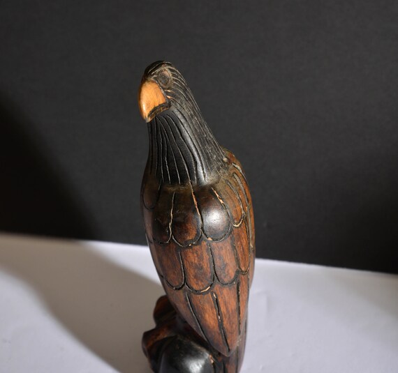 Tree Branch Folk art Carved Wood Eagle Vintage Folk art Carvings Patriotic Eagle With Turned Head