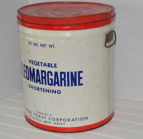 Huge Advertising Metal Can NAtional Yeast Belleville NJ Oleo Margarine Restaurant Decor Oil Can National OleoMargarine